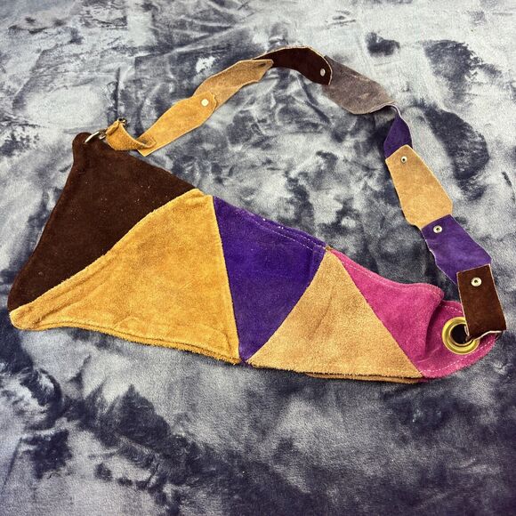 Patchwork Leather Sling Bag Handmade Canteen Holder Artsy Western Boho Fairy - Picture 1 of 8